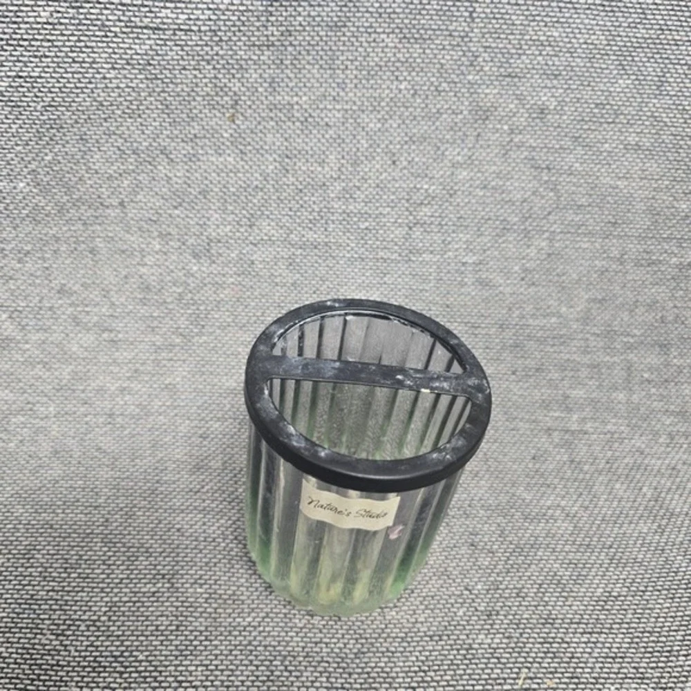 Nature's Studio Green Ombre Ribbed Toothbrush‎ Holder Vanity Organizer 149161